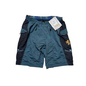 NEMA Mens Cycling Shorts Large Moss Black 2-in-1 Padded Liner Zip Pockets NWT